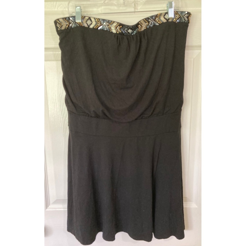 White House Black Market Strapless Black Beaded Dress Size Large NWT Cocktail